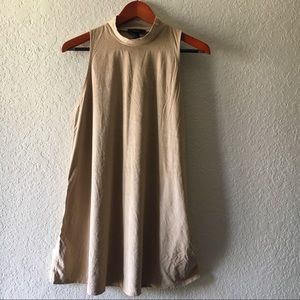Sleeveless Turtleneck Suede Dress